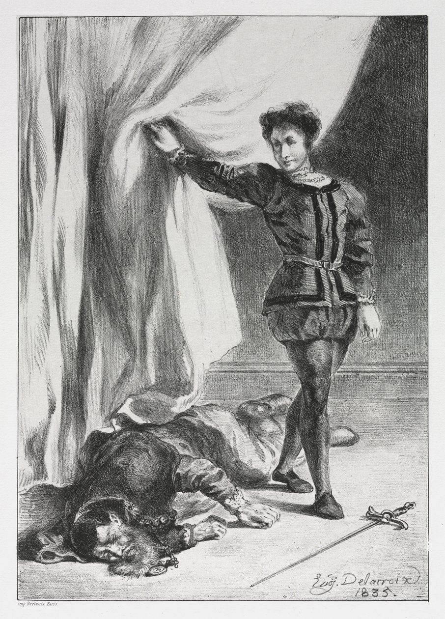 Hamlet: Hamlet och Polonius lik av Eugène Delacroix