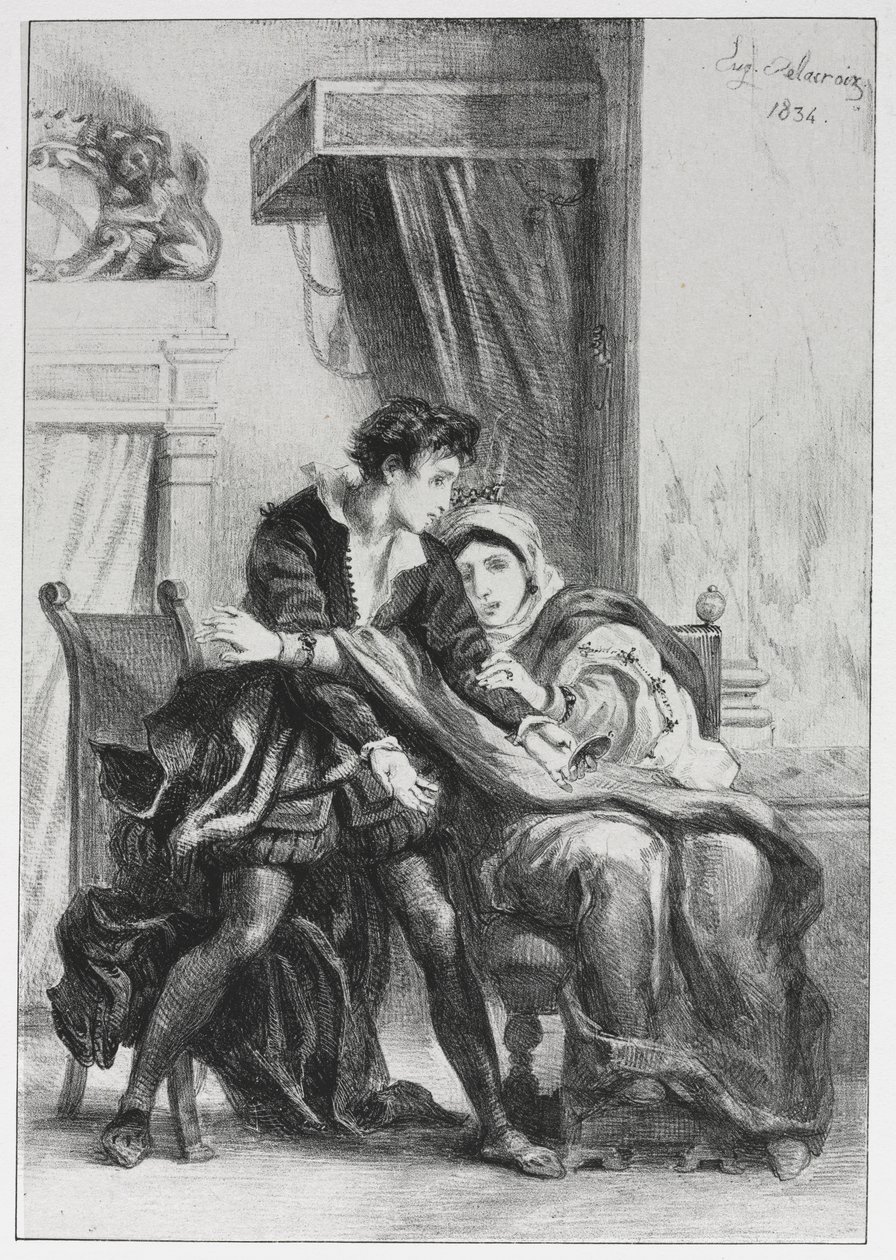 Hamlet: Hamlet och drottningen av Eugène Delacroix