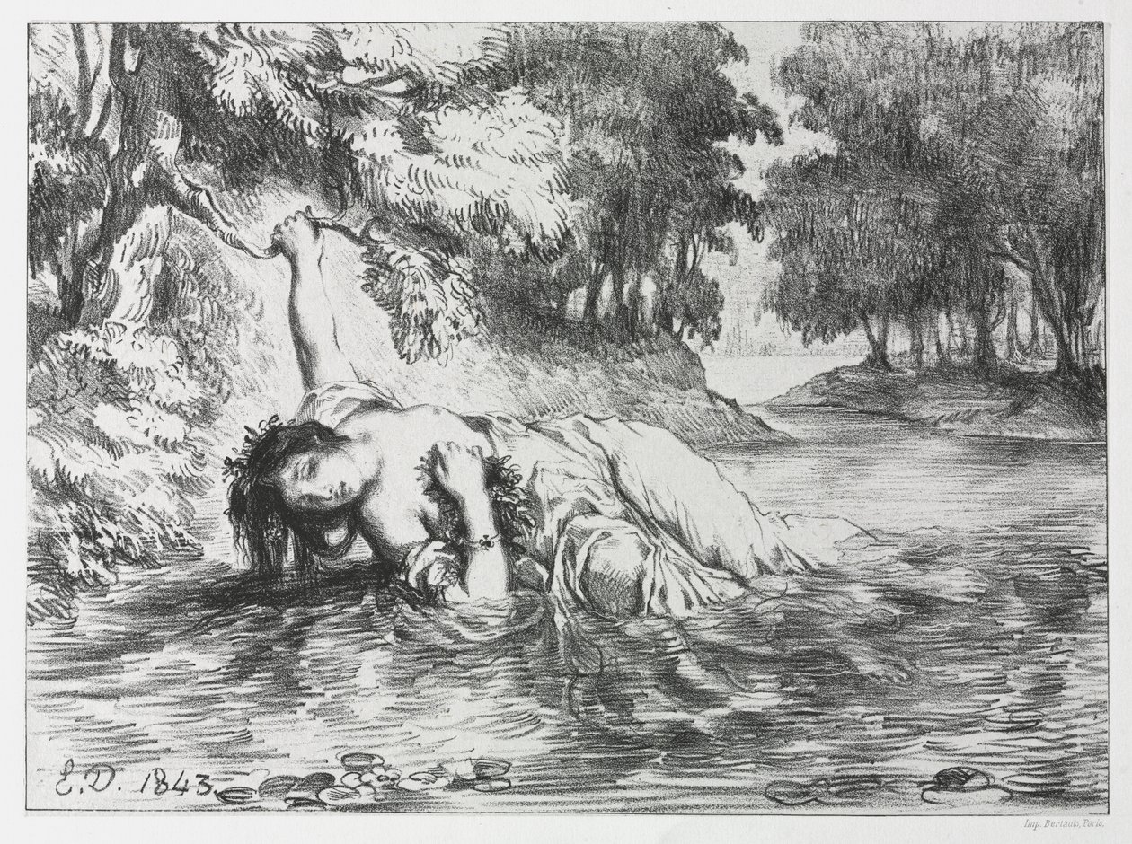 Hamlet: Ophelias död av Eugène Delacroix