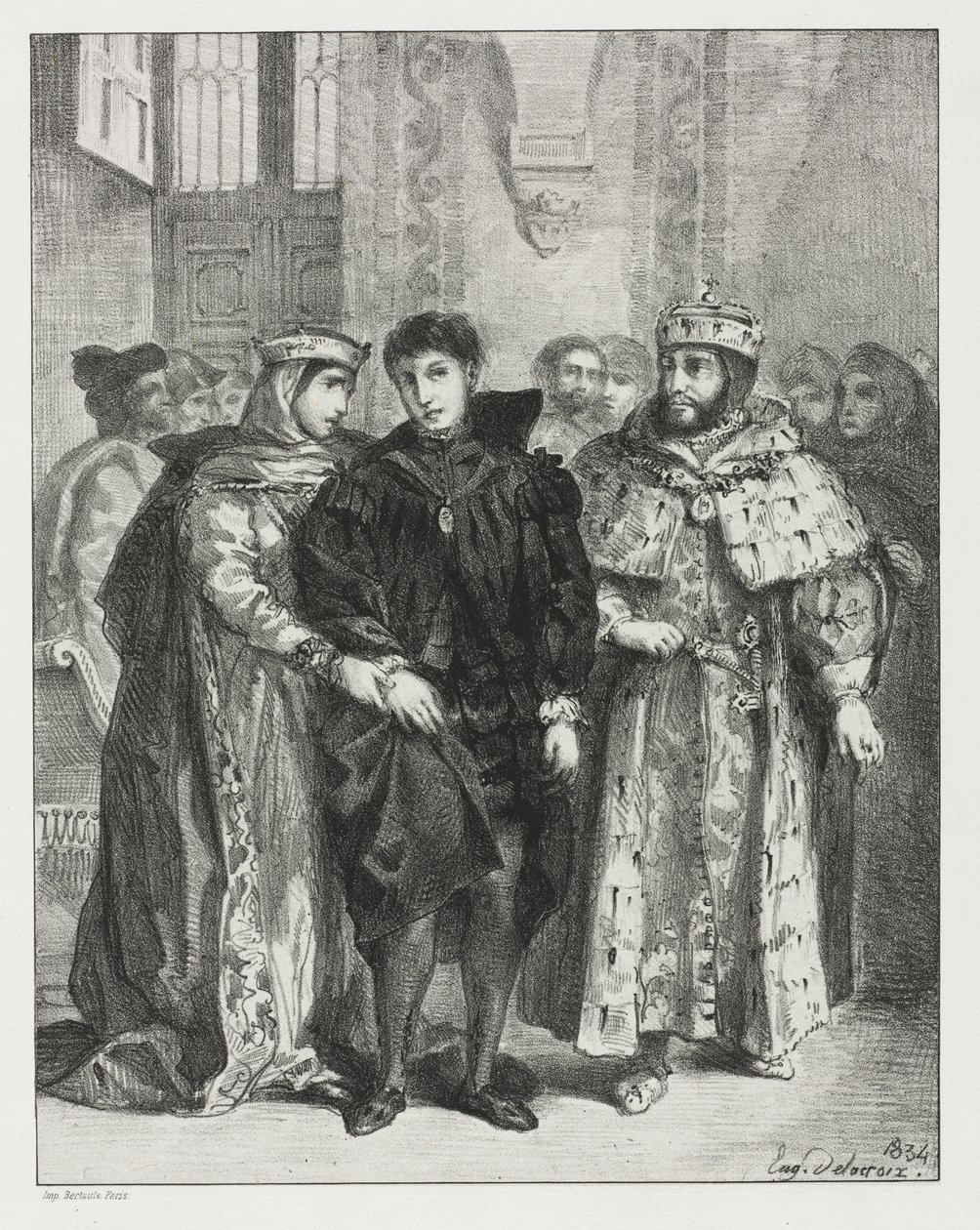 Hamlet: The Queen Endeavors to Console Hamlet av Eugène Delacroix