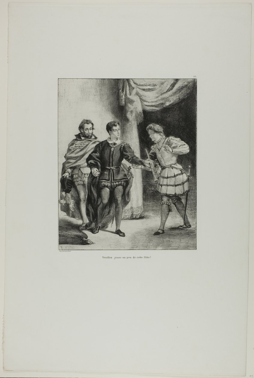 Hamlet och Guildenstern, plansch 6 ur Hamlet av Eugène Delacroix