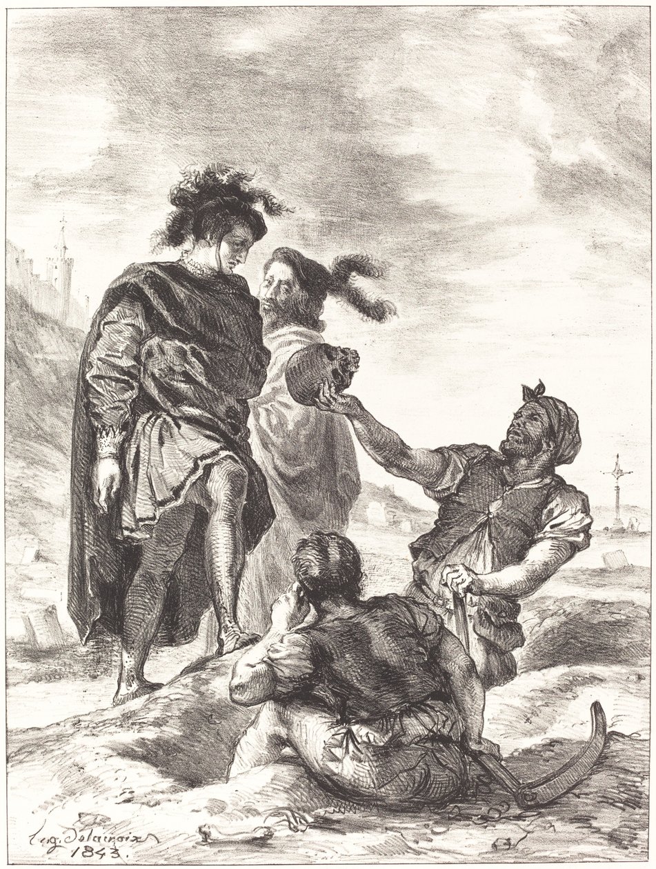 Hamlet och Horatio före gravgrävarna (akt V, scen I) av Eugène Delacroix
