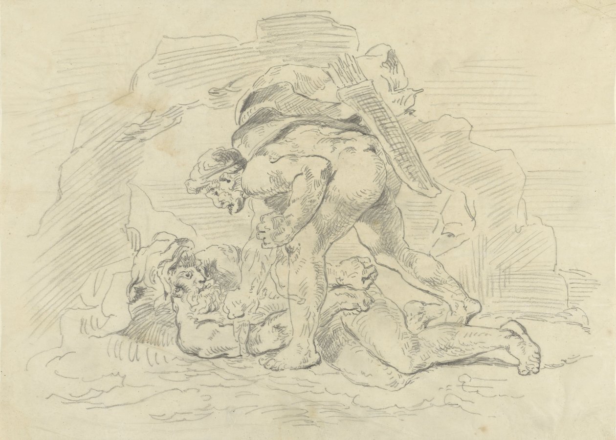 Herkules fängslar Nereus av Eugène Delacroix