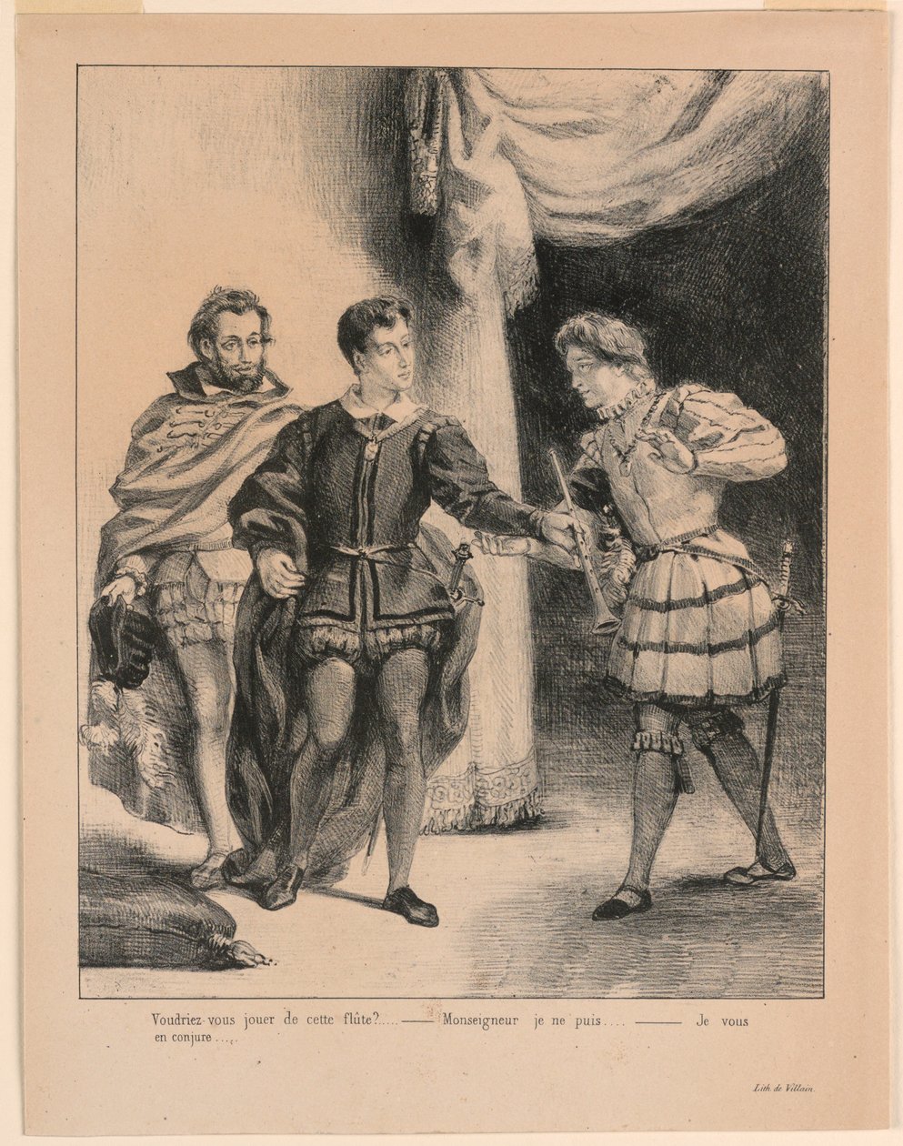 Illustration för Hamlet: Hamlet och Guildenstern (III,2) av Eugène Delacroix