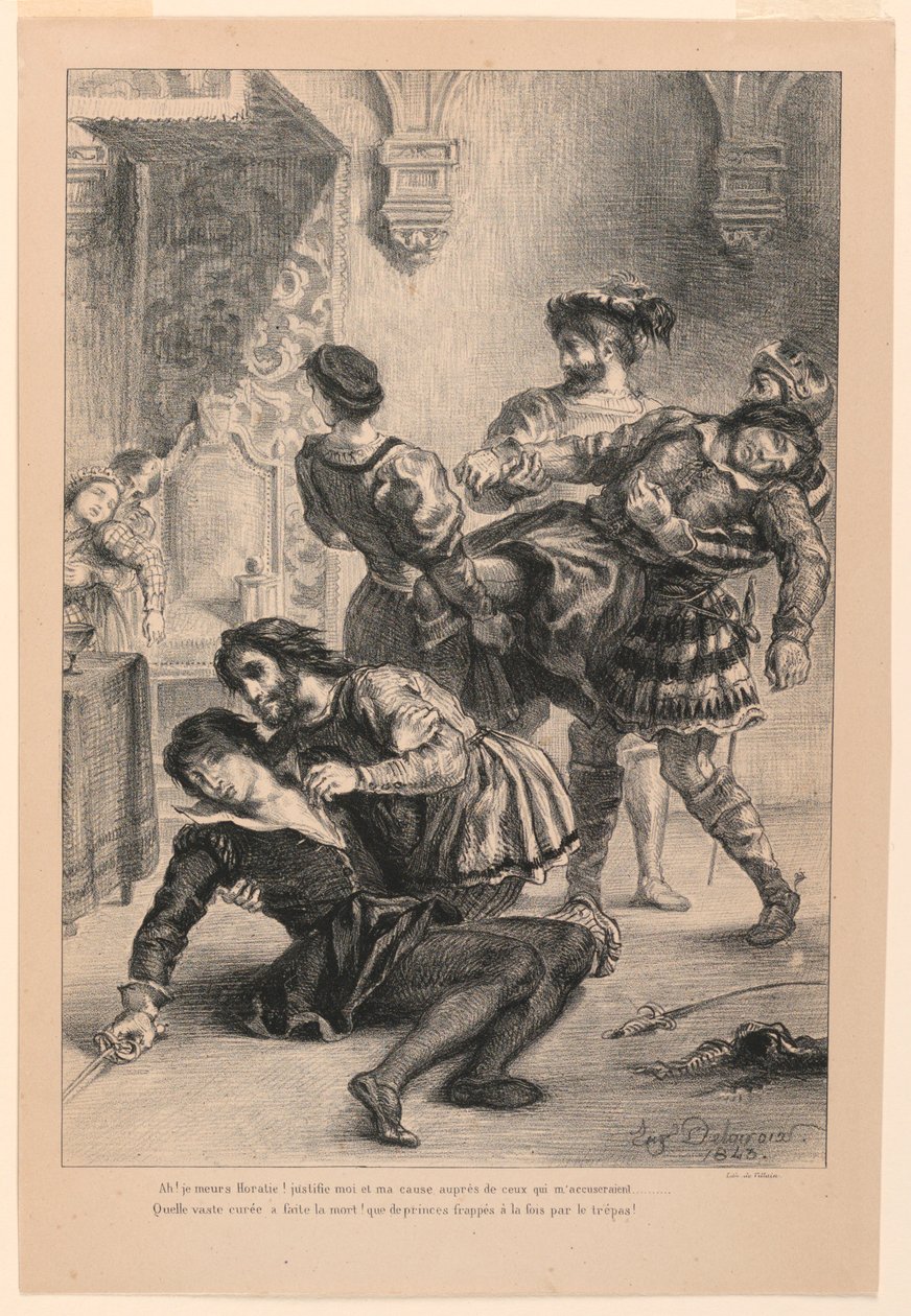 Illustration för Hamlet: Hamlets död (V,2) av Eugène Delacroix