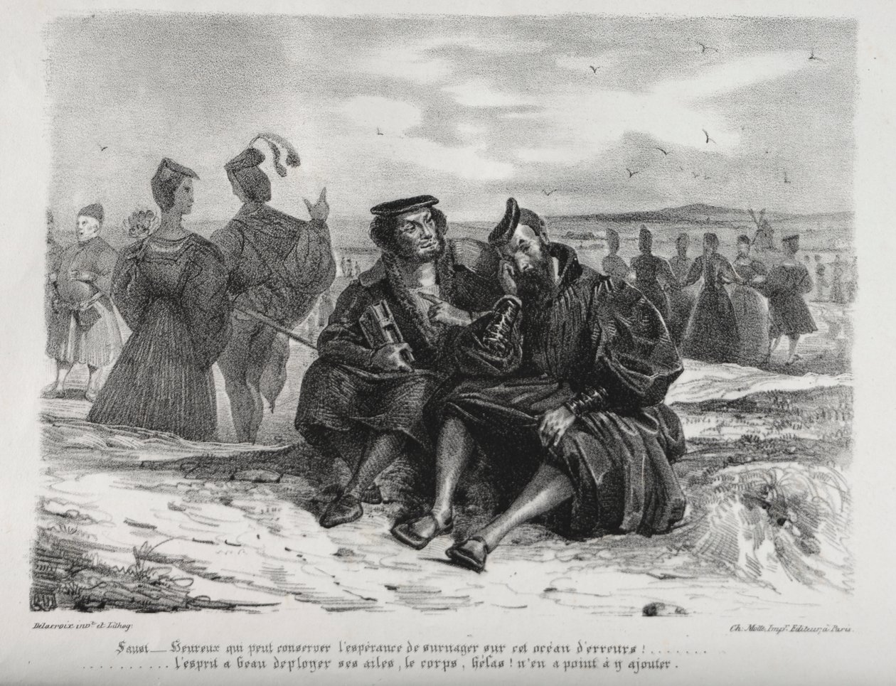 Illustrationer till Faust: Faust och Wagner av Eugène Delacroix