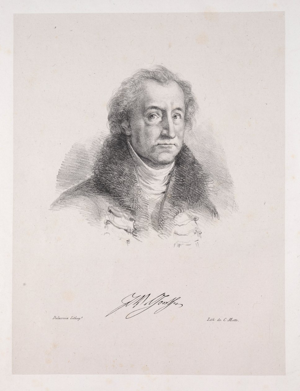 Illustrationer för Faust: Frontispice - Porträtt av Johann Wolfgang von Goethe av Eugène Delacroix
