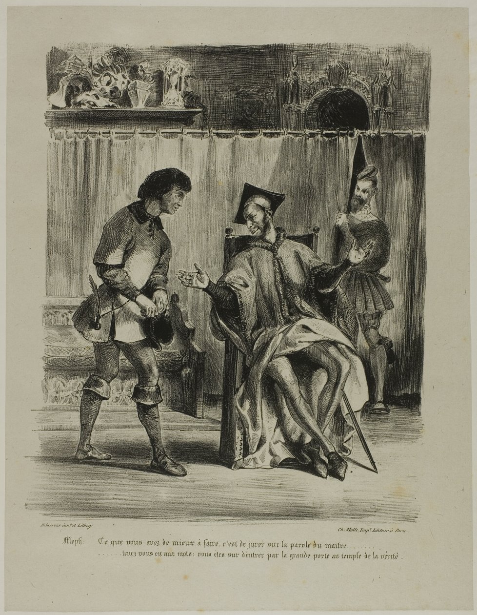 Mephistopheles tar emot studenten, från Faust av Eugène Delacroix