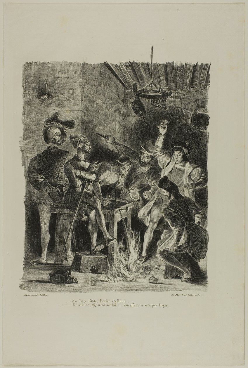 Mephistopheles på studenternas värdshus, från Faust av Eugène Delacroix