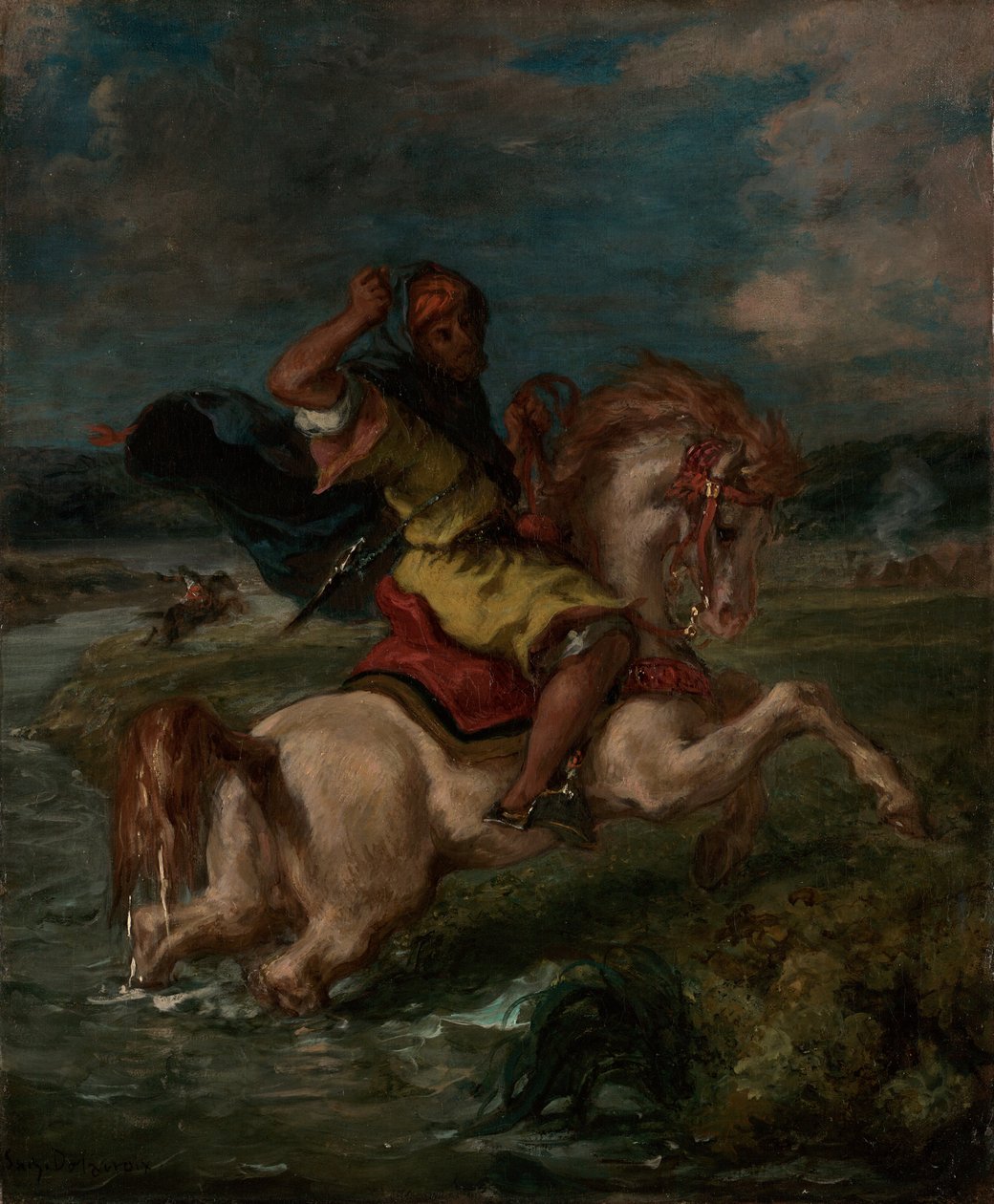 Marockansk ryttare korsar ett fordonsspår av Eugène Delacroix
