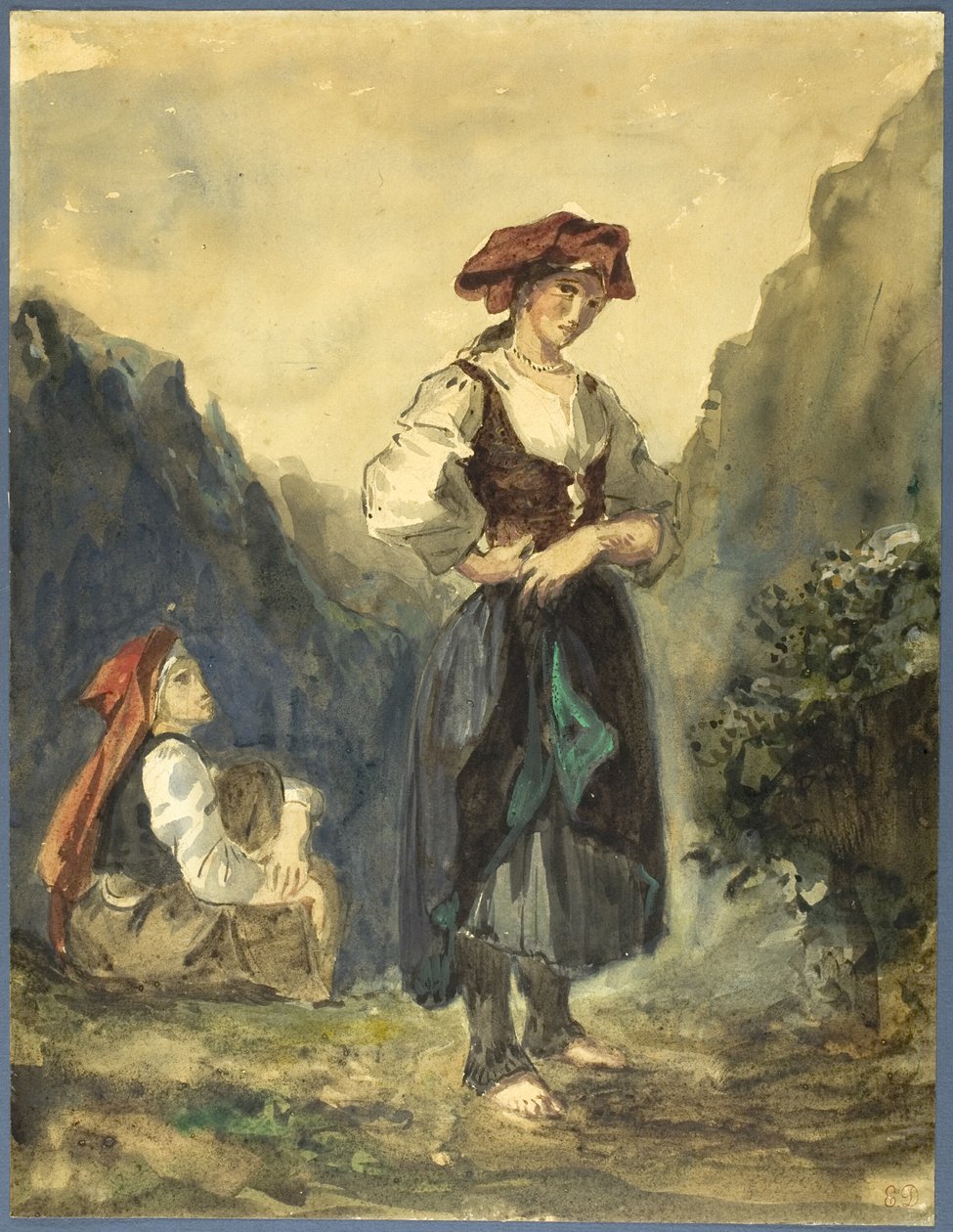 Bondekvinnor från regionen Eaux-Bonnes av Eugène Delacroix