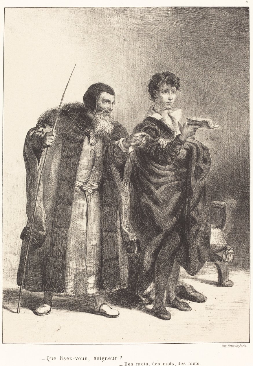Polonius och Hamlet Akt II, Scen II, 18341843. av Eugène Delacroix