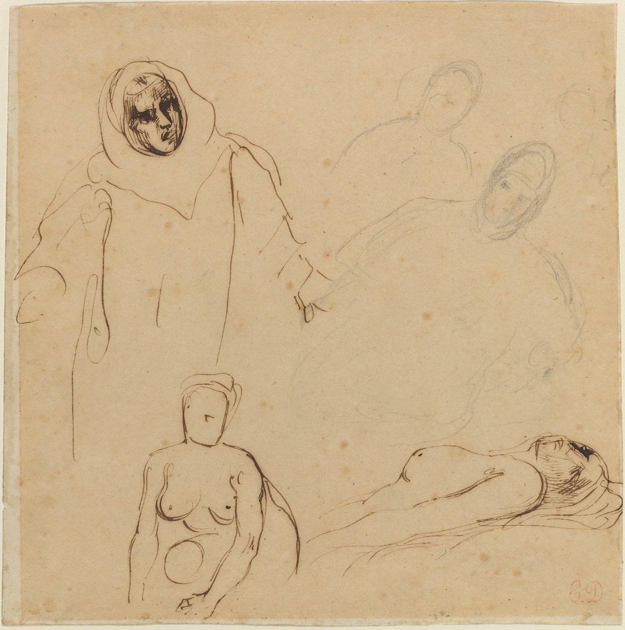 Studier för Christopher Columbus. av Eugène Delacroix