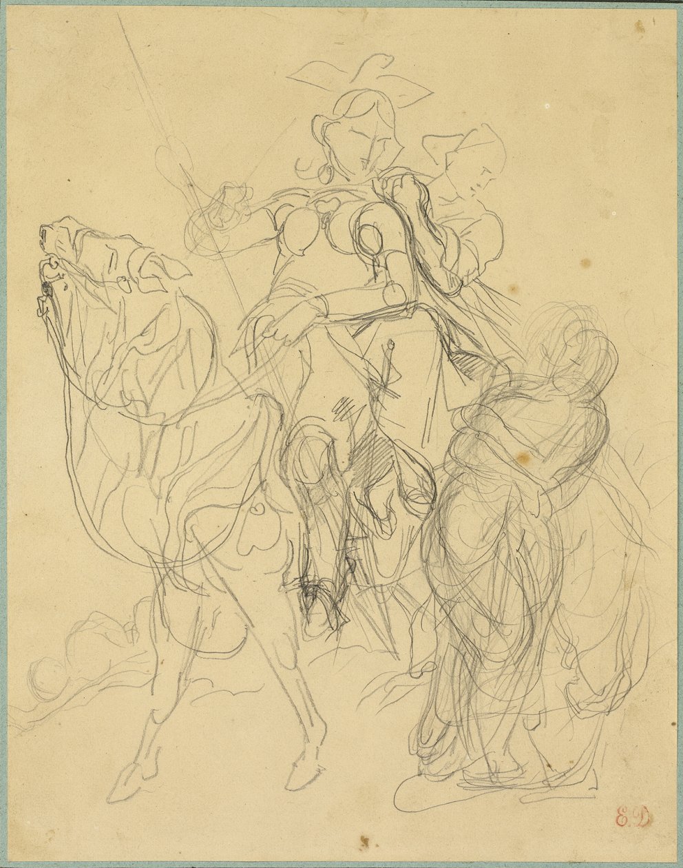 Studie för Marphise och härskarinnan av Pinabel av Eugène Delacroix