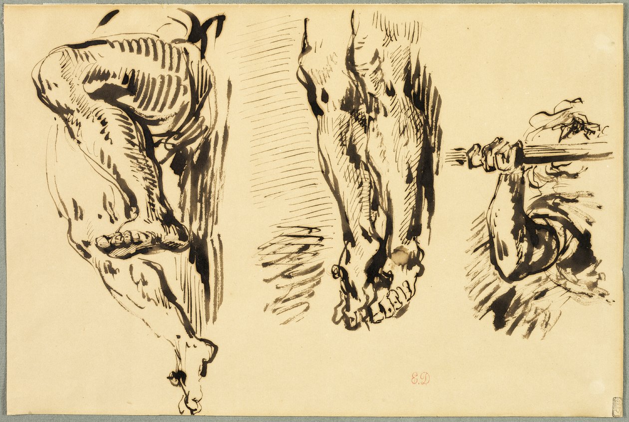 Studie av Kristi korsfästes armar och ben av Eugène Delacroix