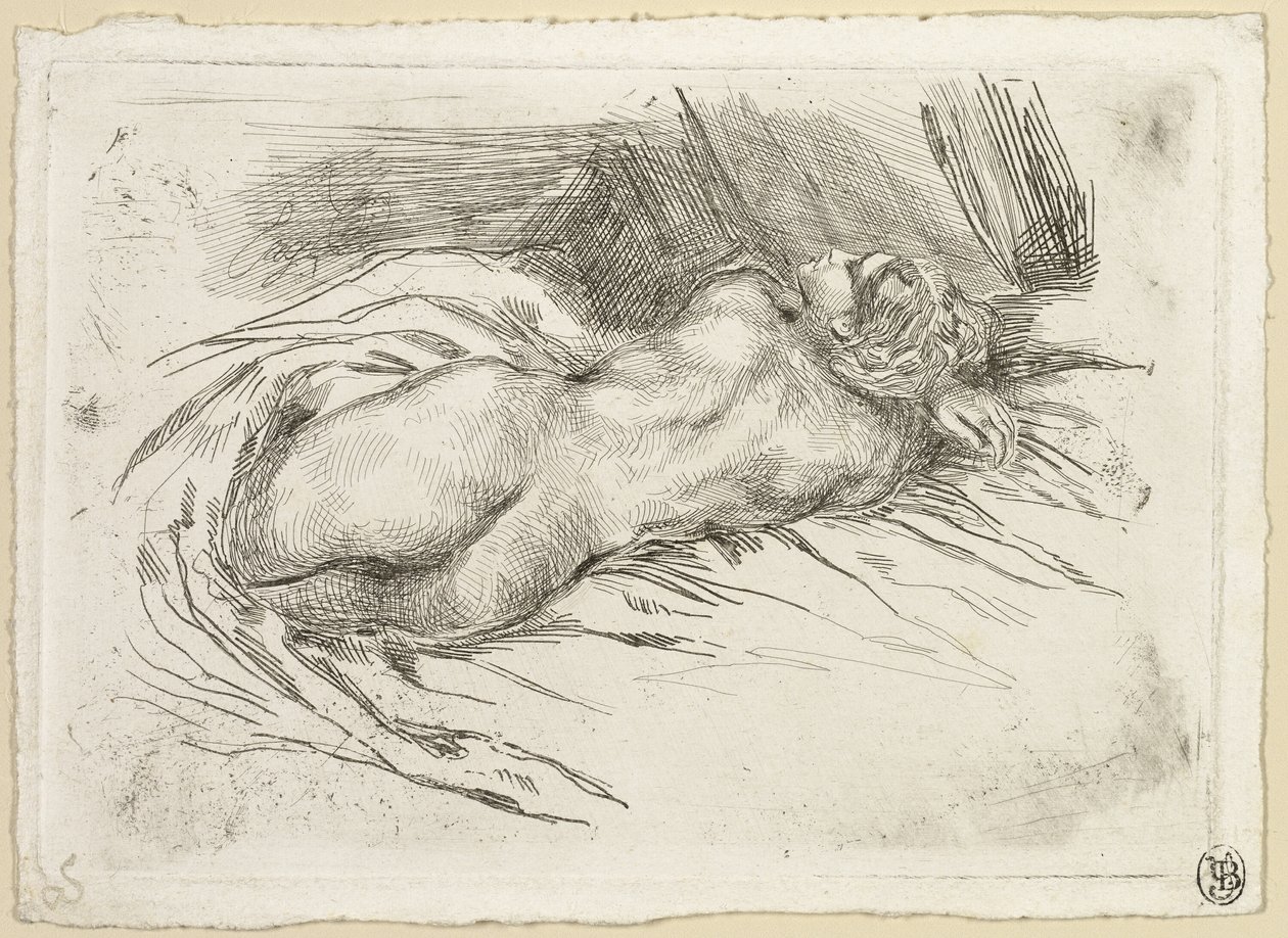 Studie av en kvinna sedd bakifrån av Eugène Delacroix