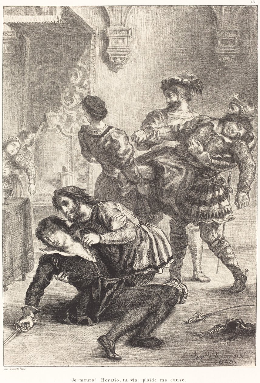 Hamlets död (akt V, scen II) av Eugène Delacroix