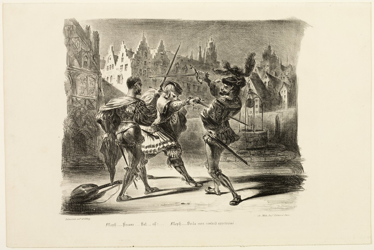 Duellen mellan Faust och Valentine, från Faust av Eugène Delacroix
