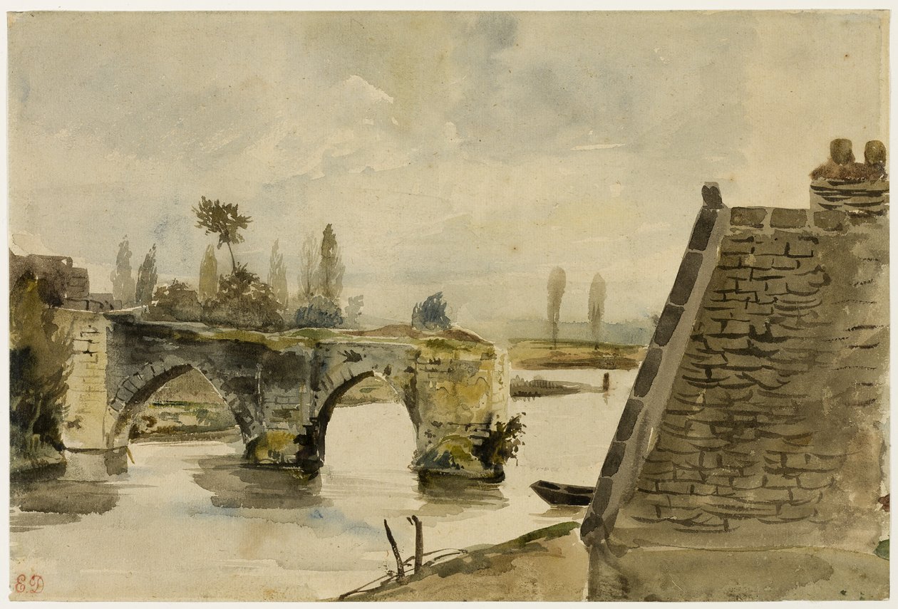 Den gamla bron i Nantes av Eugène Delacroix