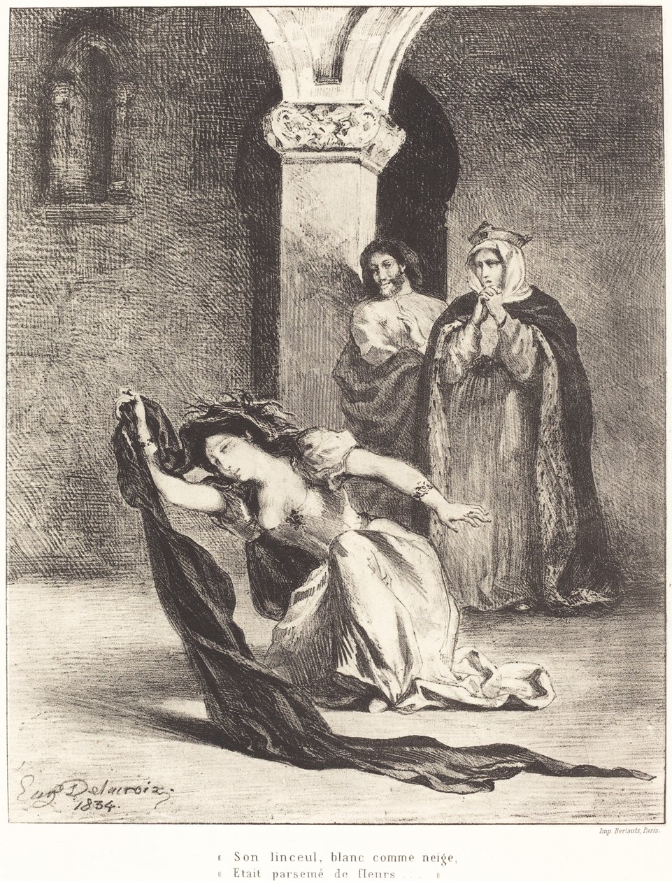Ofelias sång (akt IV, scen V) av Eugène Delacroix