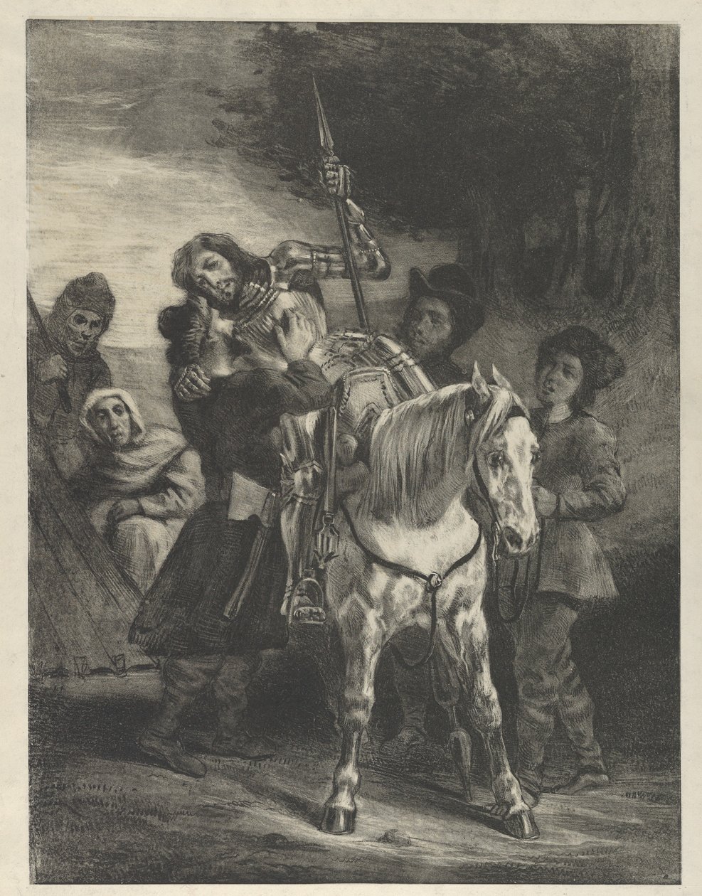 Den sårade Goetz intagen av zigenarna, 1836-43., 1836-43. av Eugène Delacroix