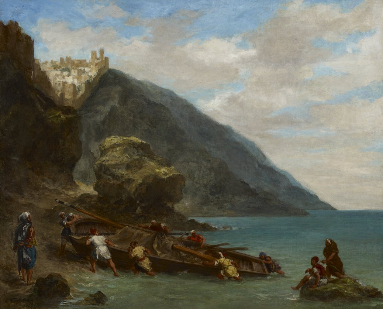 Utsikt över Tangier från stranden av Eugène Delacroix