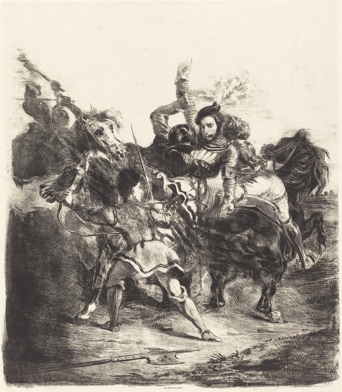 Weislingen attackerad av Goetz styrkor av Eugène Delacroix