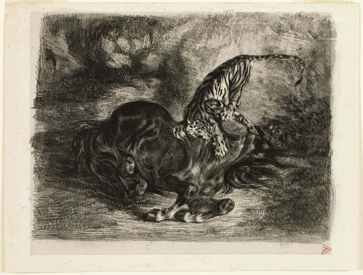 Vildhäst fälld av en tiger av Eugène Delacroix