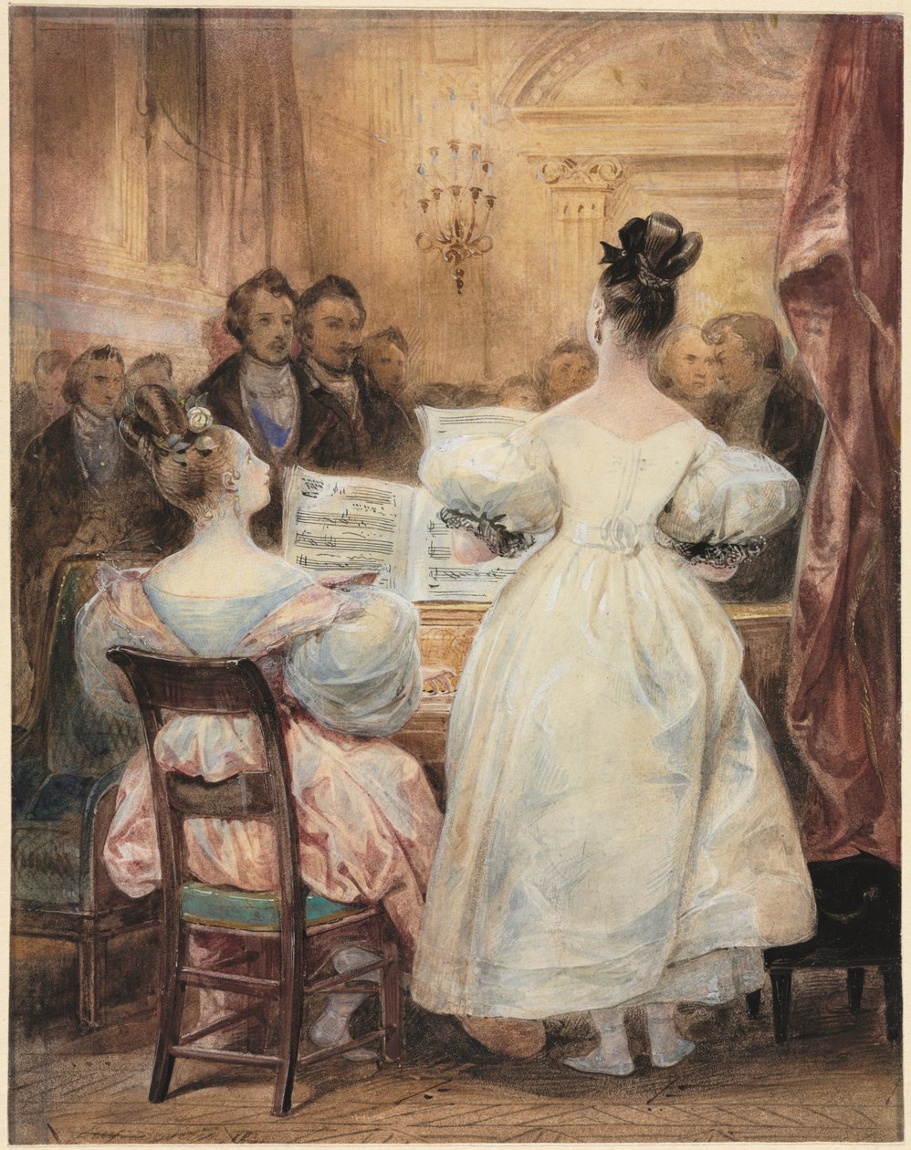 En konsert: Laura Devéria sjunger av Eugène François Marie Joseph Devéria