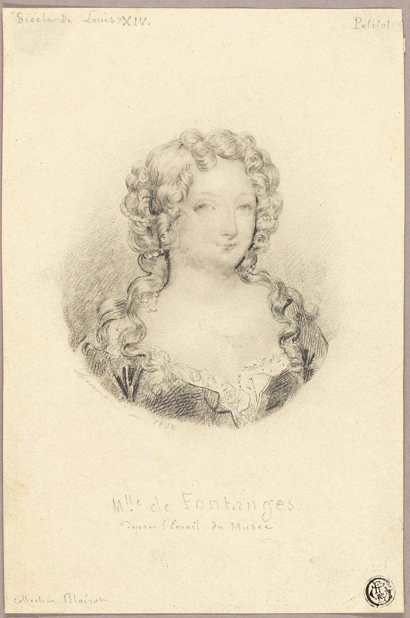 Medaljongporträtt av fröken de Fontanges av Eugène François Marie Joseph Devéria