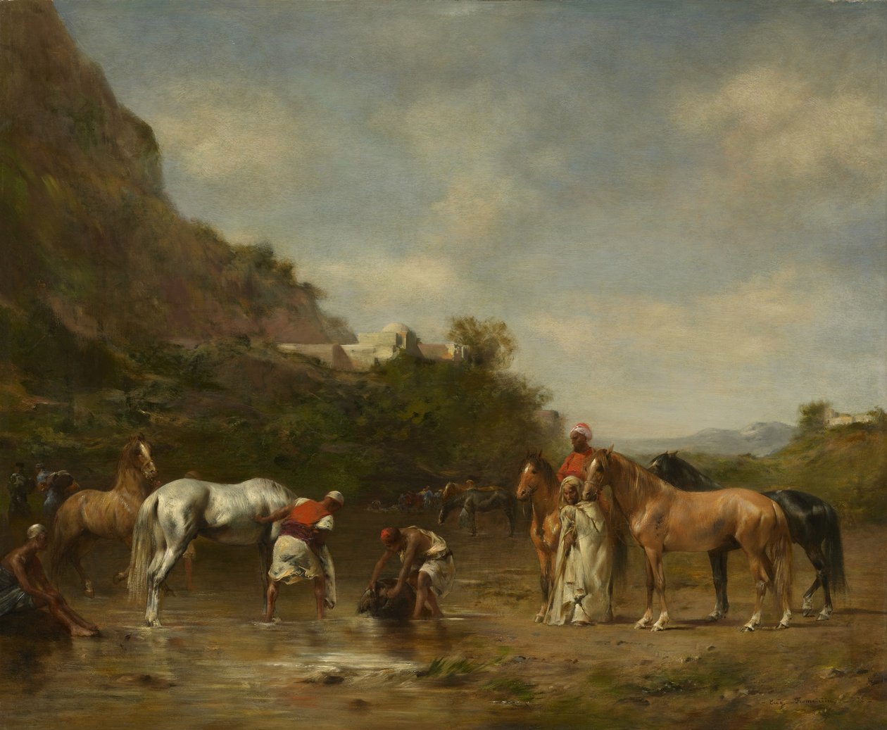 Araber som vattnar sina hästar, 1872 av Eugène Fromentin