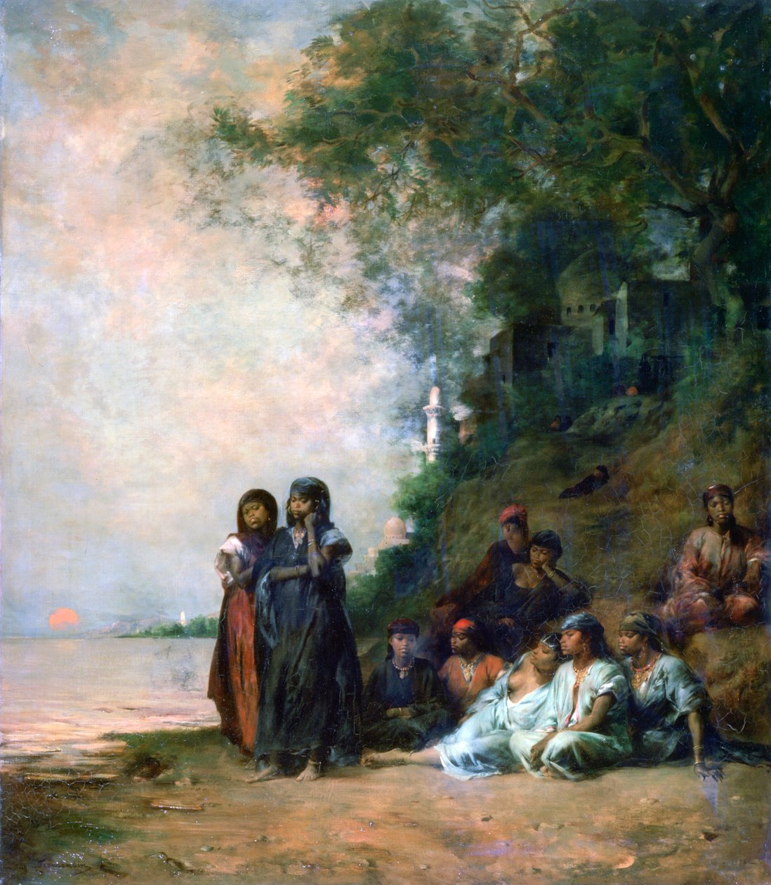 Egyptiska kvinnor vid vattnets kant, 1800-talet av Eugène Fromentin