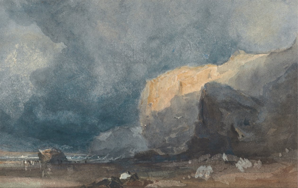 Nära Ventnor - Kustlandskap med mörk himmel av Eugene Isabey