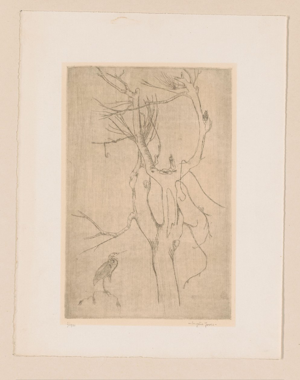 Träd och häger av Eugène Joors (signed by artist)