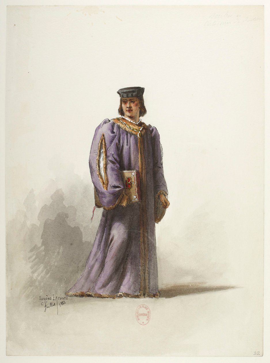 Btv1b84558104 32 - Saint-Saëns - Henrik VIII - Kostymmodeller - Lacoste - 32. Skrivare i läkardräkt av Eugene Lacoste