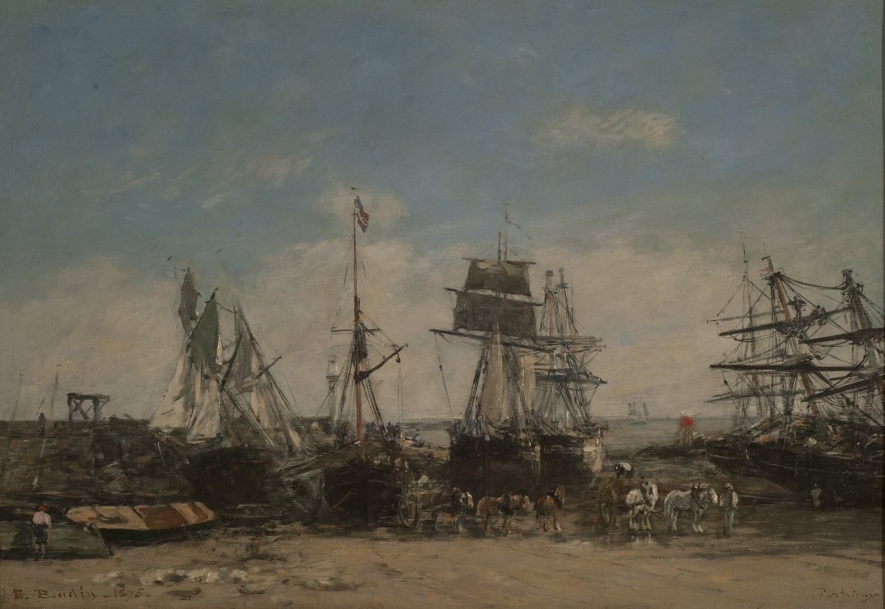 Franska: Le rivage de Portrieux, Côtes-du-Nord.  Stranden vid Portrieux, norra kusten av Eugene Louis Boudin