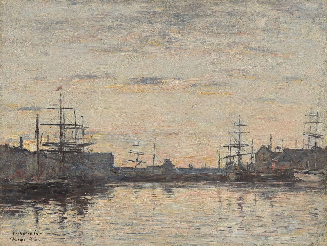 Tyska: Fécamp. Hamnbassängen Fécamp: Den inre hamnen av Eugene Louis Boudin