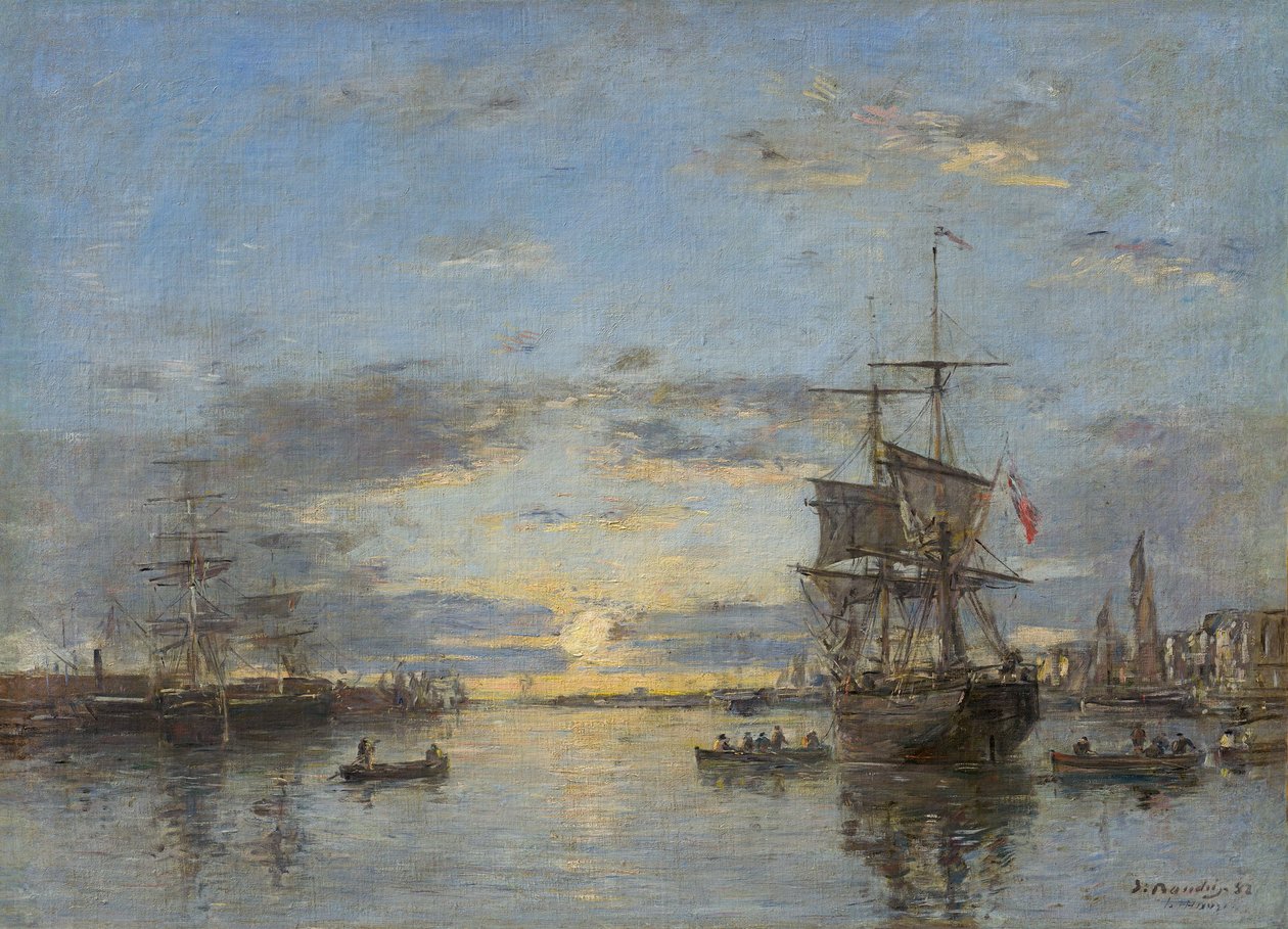 Tyska: Le Havre. Yttre hamnen vid solnedgången Le Havre: Yttre hamnen vid solnedgången av Eugene Louis Boudin