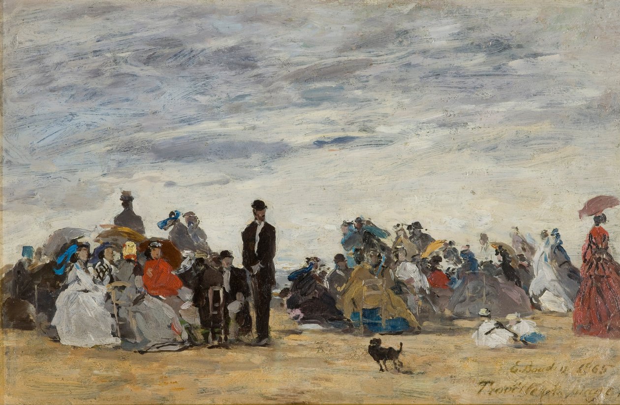 Trouville strand av Eugene Louis Boudin