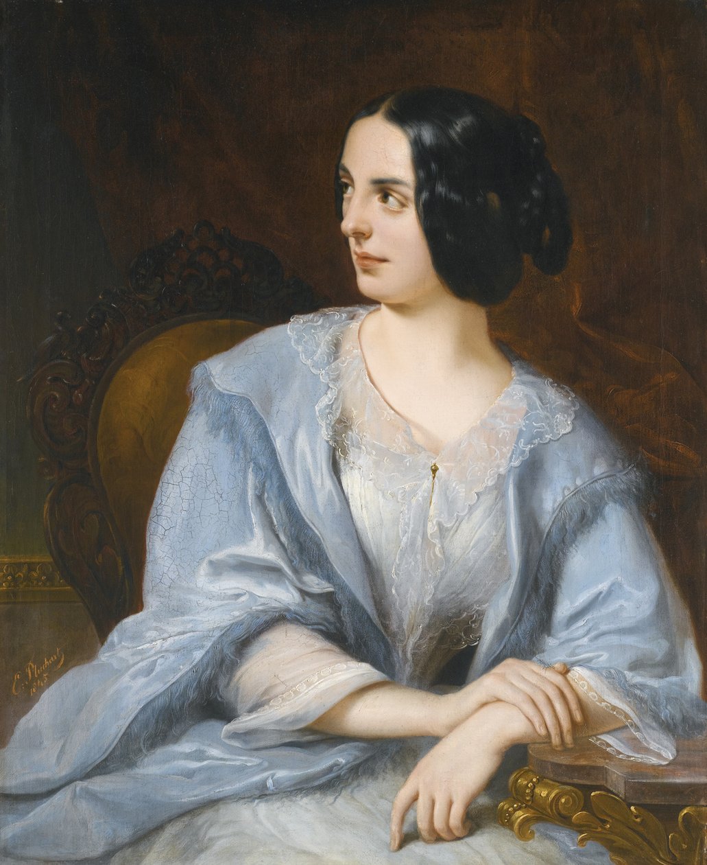 Porträtt av skådespelerskan från den kejserliga teatern Vera Samoylova, 1845 av Eugéne Pluchart