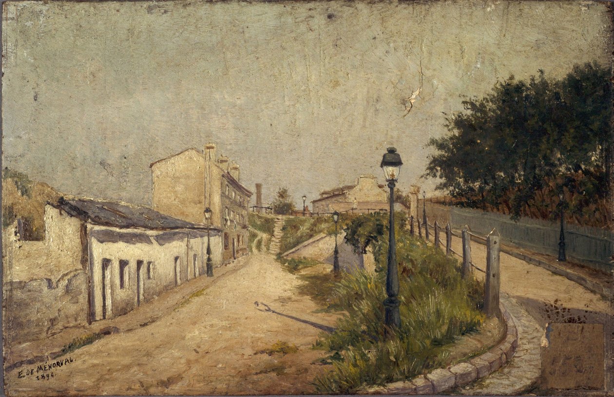 Rue du Pot-au-Lait år 1894, år 1894 (olja på trä) av Eugène de Ménorval