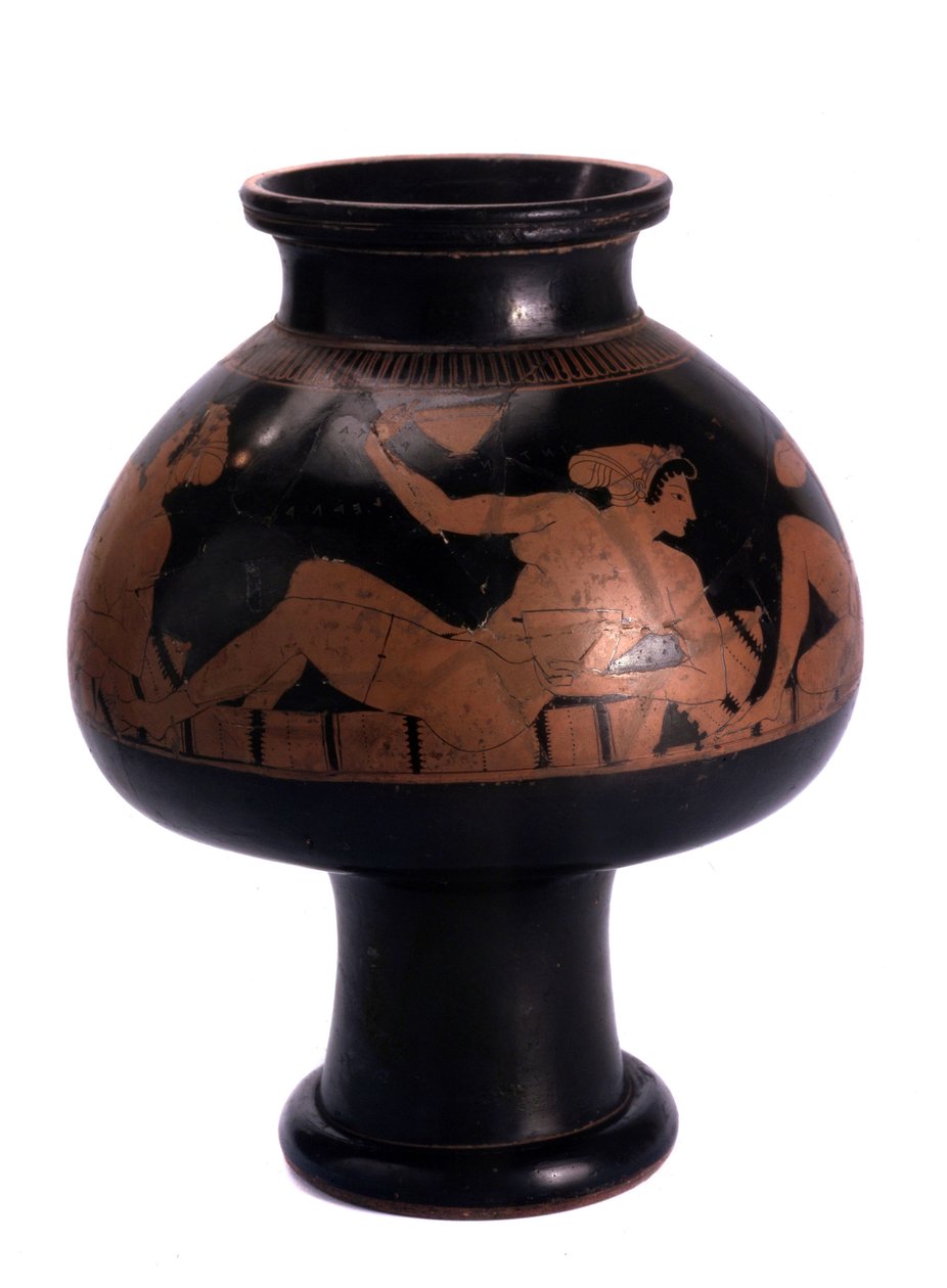 Attisk rödfigurig vas med symposionsscen, 505-500 f.Kr. Keramik av Euphronios