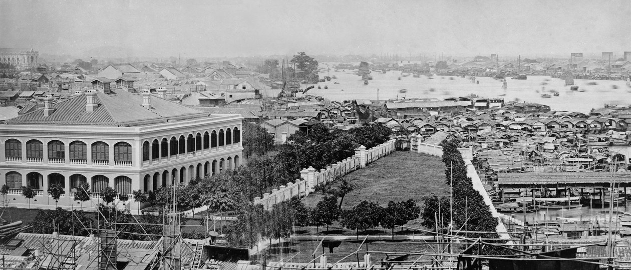 American Concession Grounds and Pearl River, Canton, c.1880s av European Photographer