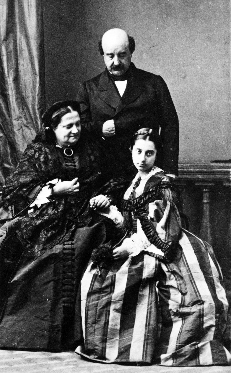 Maria Christina, drottning Regnant av Spanien med sin man Agustin Fernando Muñoz och en av deras döttrar, ca 1860 av European Photographer