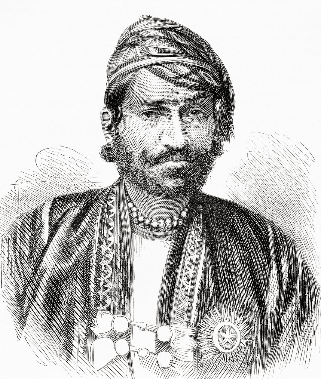 Maharadja Sawai Ram Singh II, maharadja av Jaipur, ur "El Mundo en la Mano", publicerad 1878. av European School