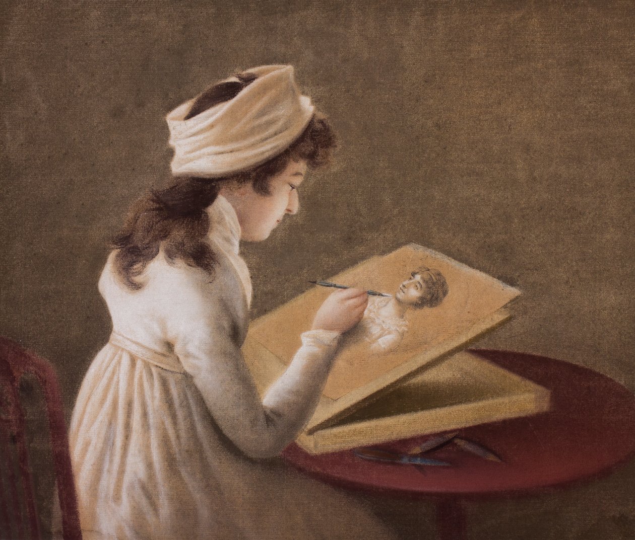 Porträtt av en konstnär, ca 1800 av European School