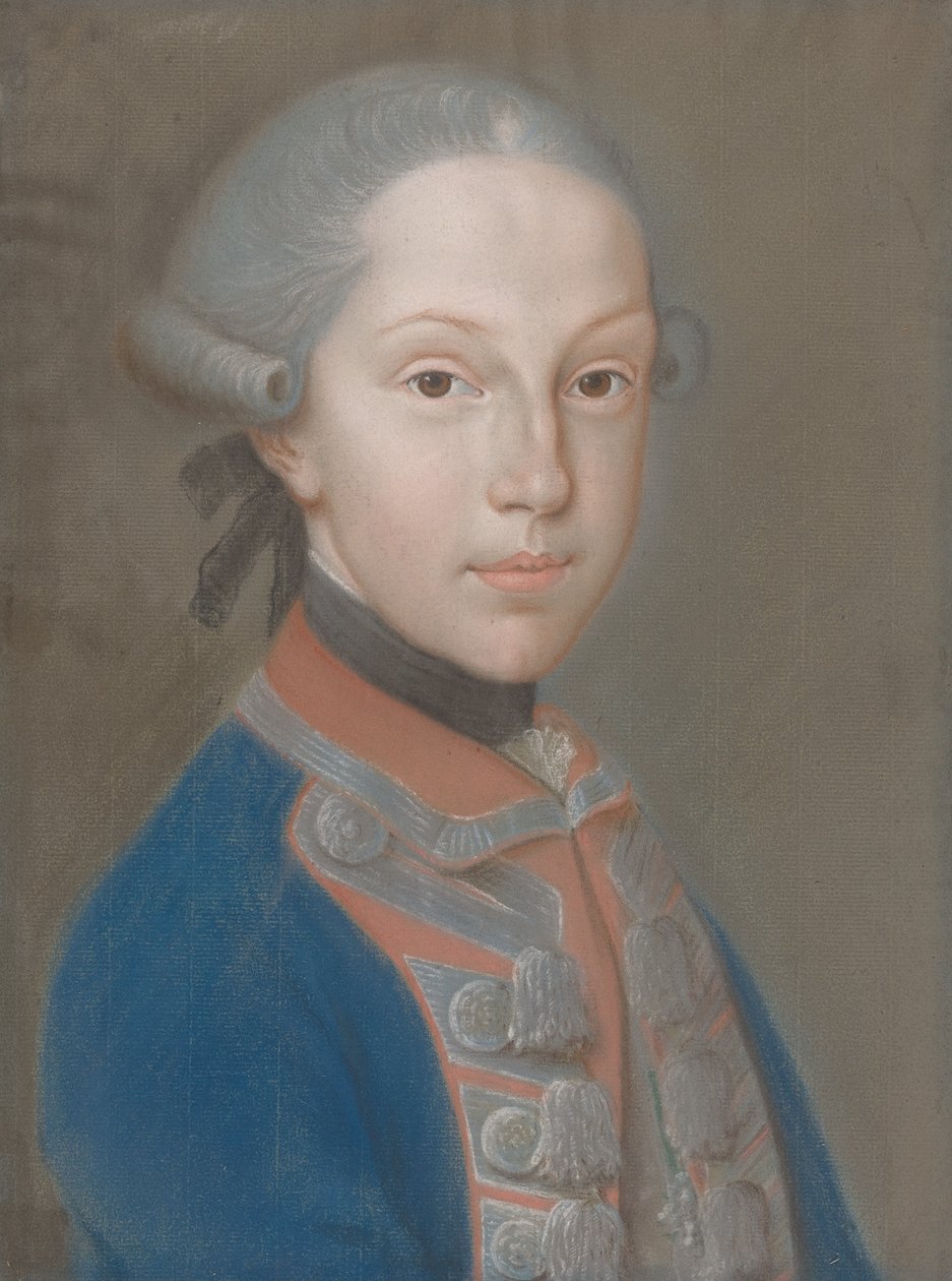 Porträtt av en ung man i uniform av European 18th Century