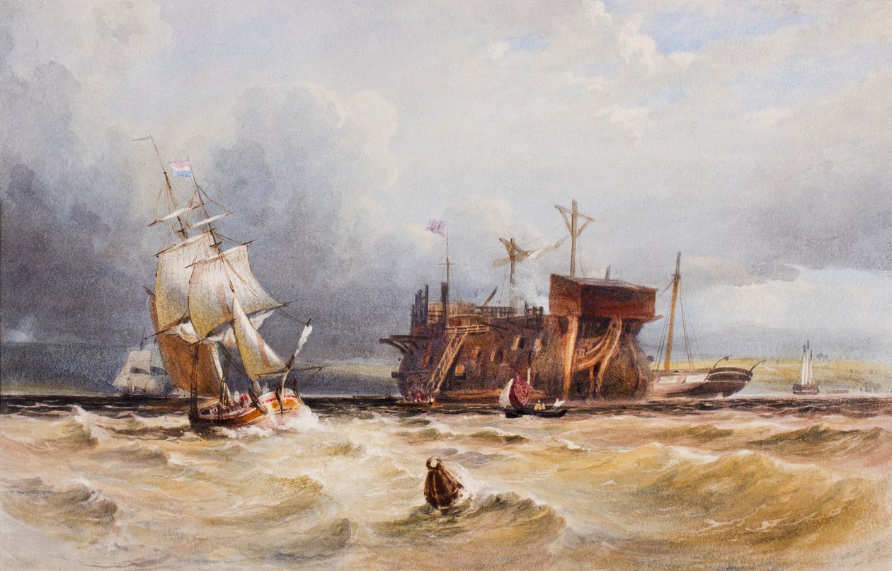 En hulk, ca 1850 (wc & gouache på papper) av European School