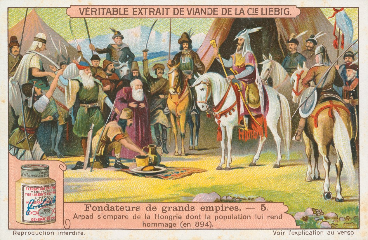 Arpad, Liebig-kort, början av 1900-talet (chromo) av European School