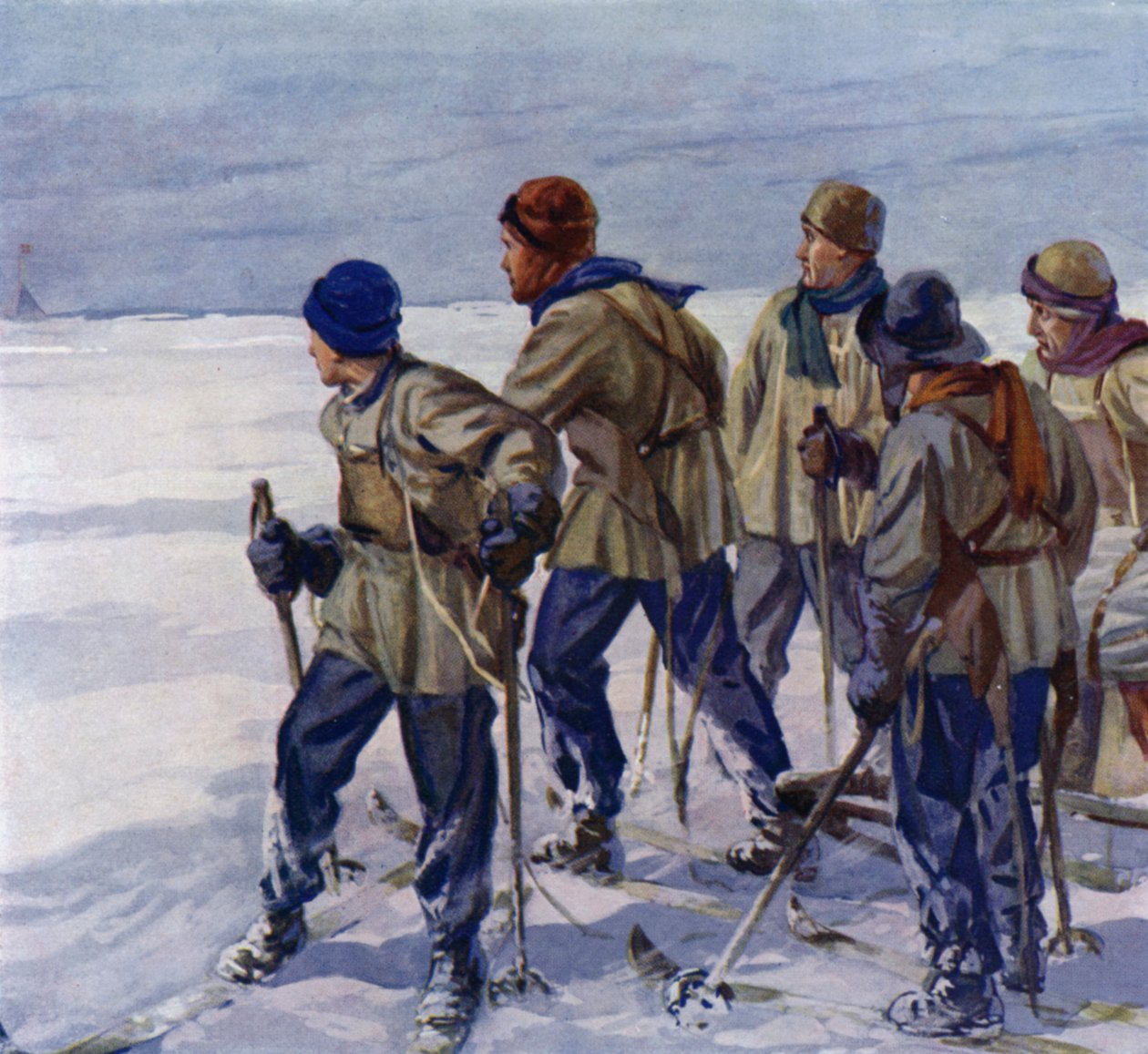 Kapten Scotts sällskap når Sydpolen för sent och upptäcker att Roald Amundsen har hunnit före dem till sitt mål av European School